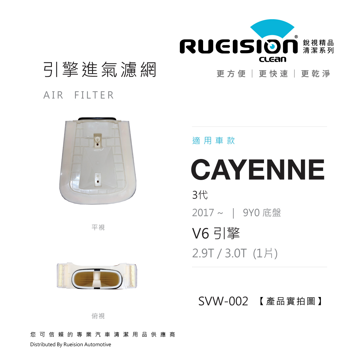 🟧 PORSCHE CAYENNE 3代 959 / 9Y0 引擎進氣濾網 (2017~)｜2.9T / 3.0T V6｜單片