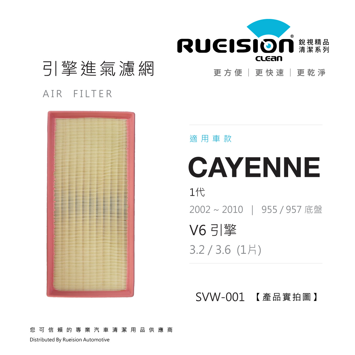 🟧 PORSCHE CAYENNE 1代 955 / 957 引擎進氣濾網 (2002~2010)｜3.2 / 3.6 V6｜單片